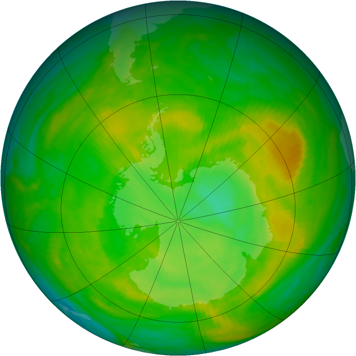 Antarctic ozone map for 14 December 1981